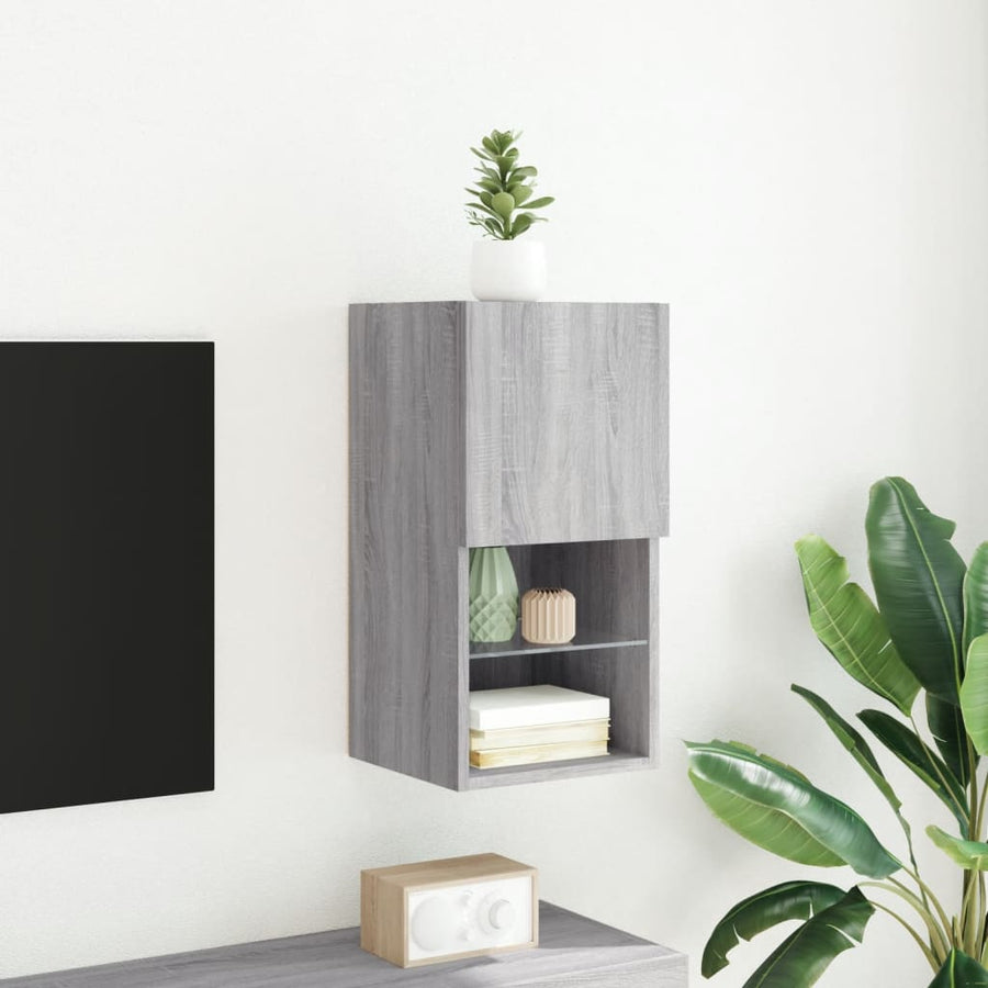 Tv-Meubel Met Led-Verlichting 30,5X30X60 Cm Eiken 1 30.5 x 30 x 60 cm Grijs sonoma