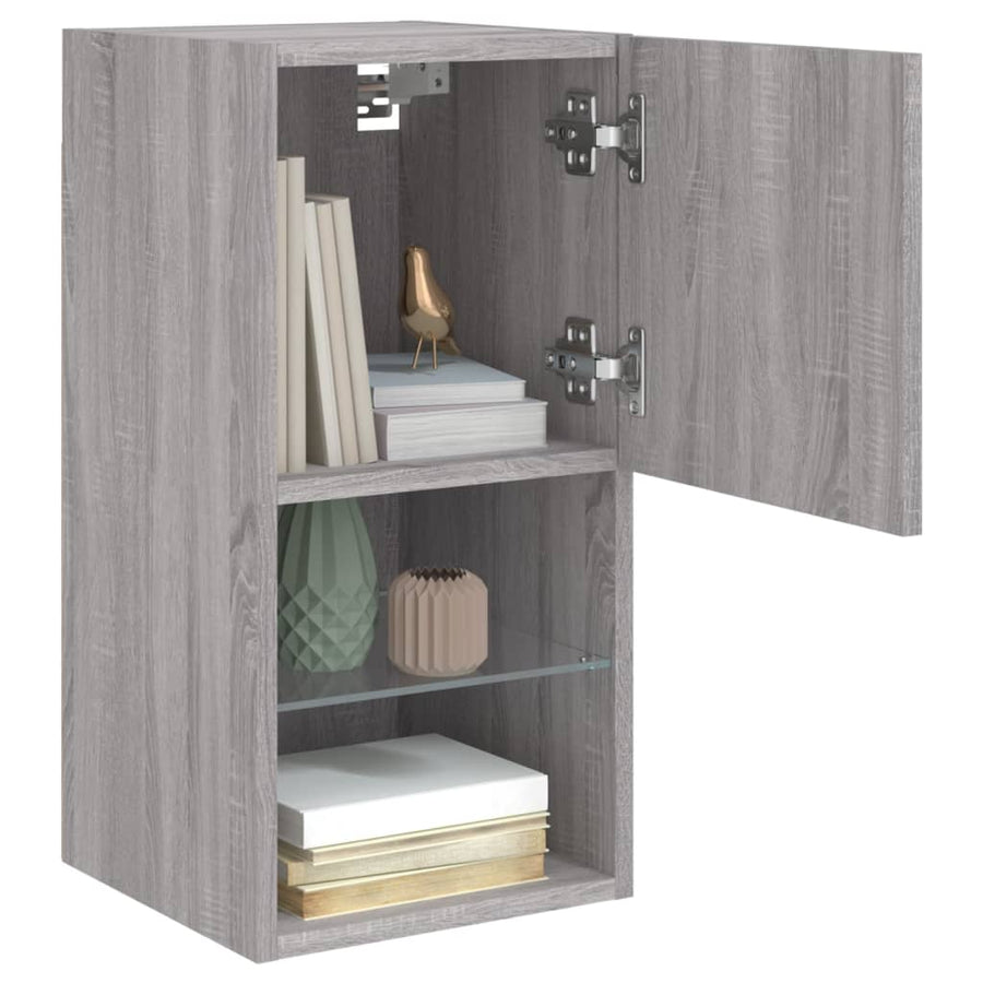 Tv-Meubel Met Led-Verlichting 30,5X30X60 Cm Eiken 1 30.5 x 30 x 60 cm Grijs sonoma