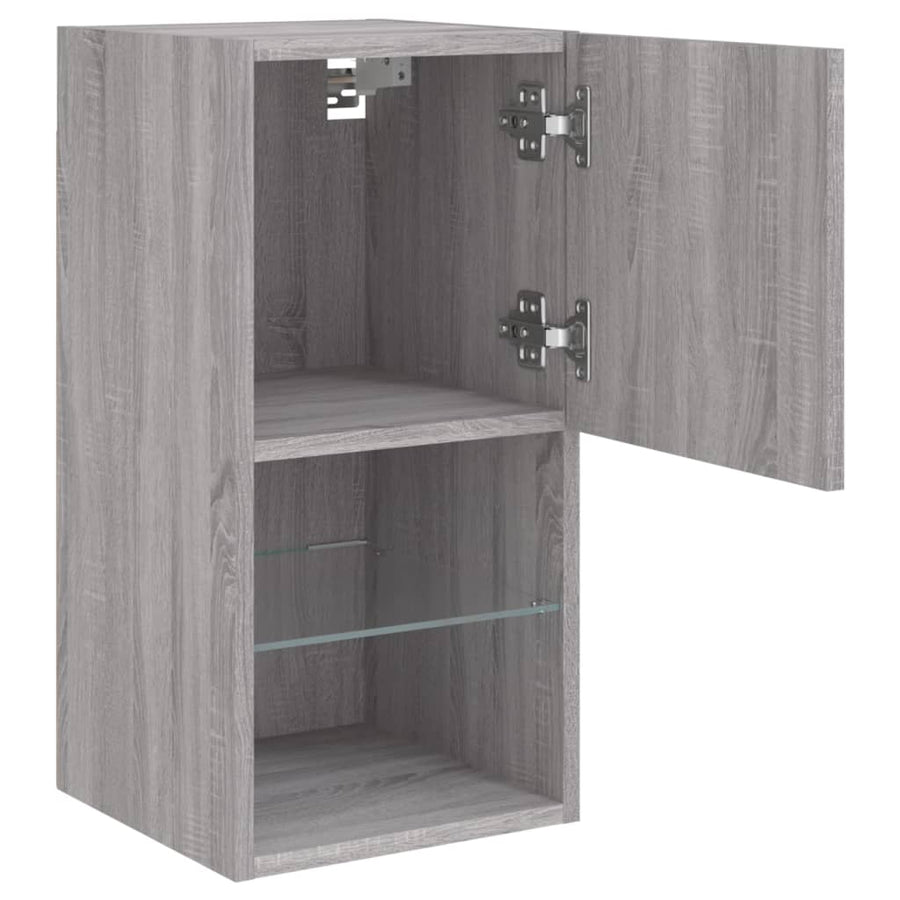 Tv-Meubel Met Led-Verlichting 30,5X30X60 Cm Eiken 1 30.5 x 30 x 60 cm Grijs sonoma