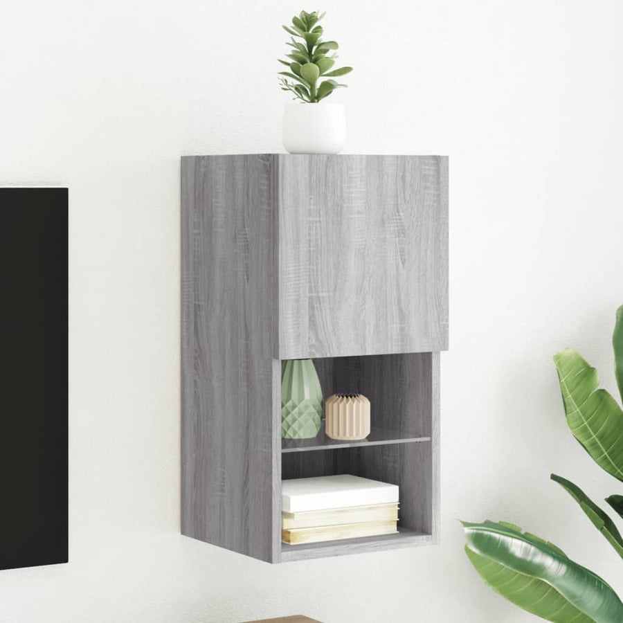 Tv-Meubel Met Led-Verlichting 30,5X30X60 Cm Eiken 1 30.5 x 30 x 60 cm Grijs sonoma