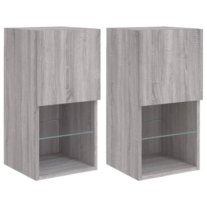 Tv-meubelen 2 st met LED-verlichting 30,5x30x60 cm grijs sonoma
