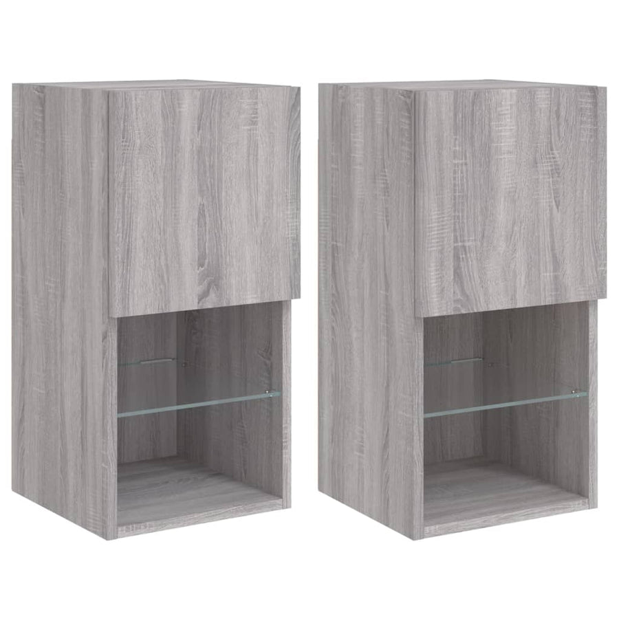 Tv-meubelen 2 st met LED-verlichting 30,5x30x60 cm grijs sonoma