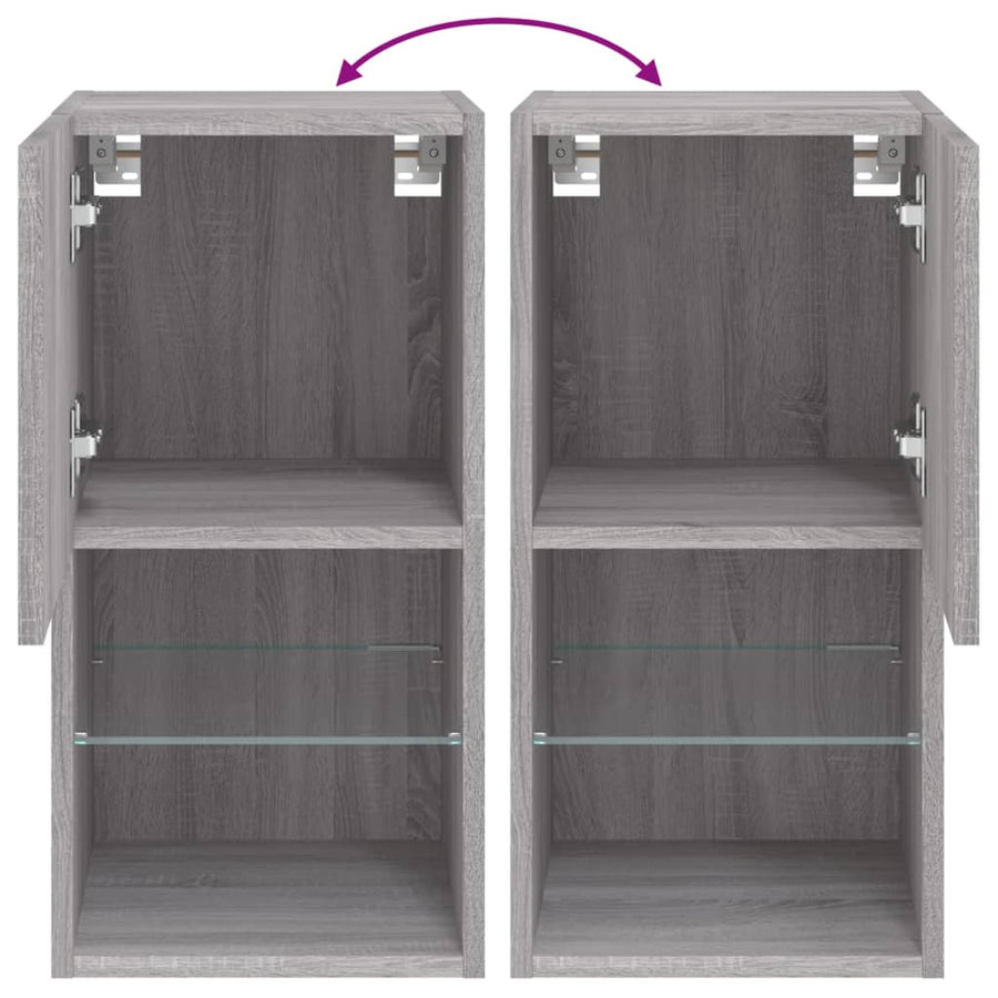 Tv-meubelen 2 st met LED-verlichting 30,5x30x60 cm grijs sonoma