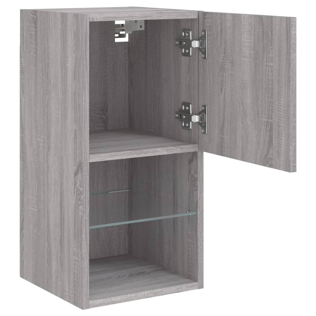 Tv-meubelen 2 st met LED-verlichting 30,5x30x60 cm grijs sonoma