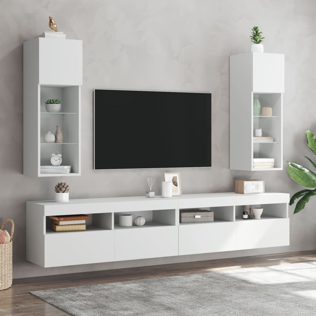 Tv-Meubels Met Led-Verlichting 30,5X30X90 Cm 2 30.5 x 30 x 90 cm Wit