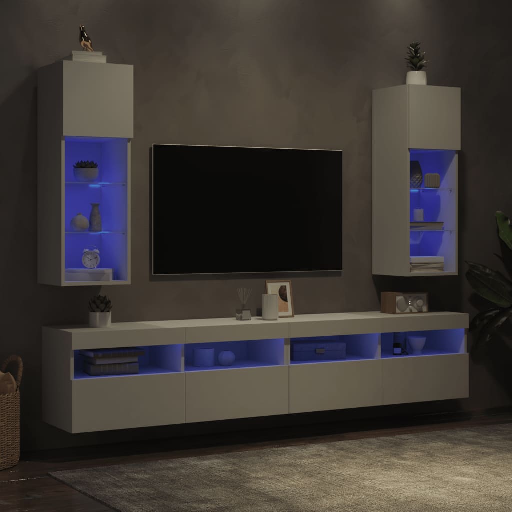Tv-Meubels Met Led-Verlichting 30,5X30X90 Cm 2 30.5 x 30 x 90 cm Wit
