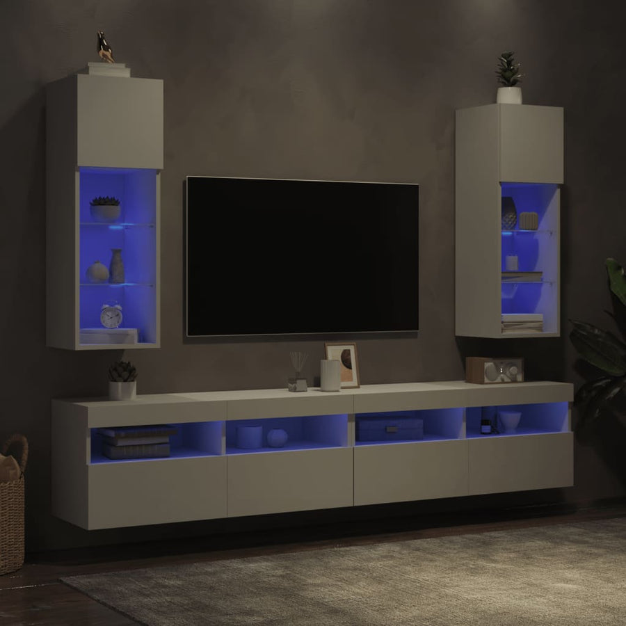 Tv-Meubels Met Led-Verlichting 30,5X30X90 Cm 2 30.5 x 30 x 90 cm Wit