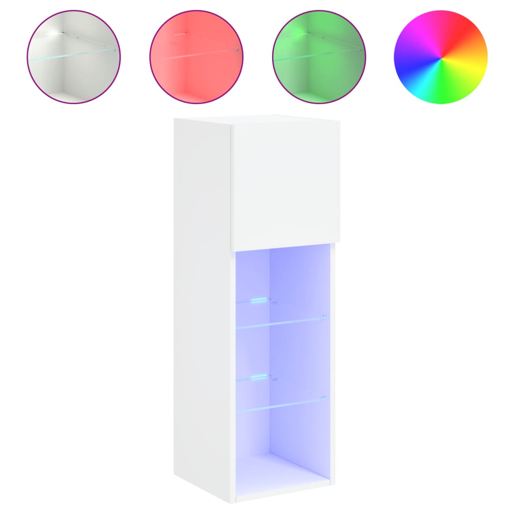 Tv-Meubels Met Led-Verlichting 30,5X30X90 Cm 2 30.5 x 30 x 90 cm Wit