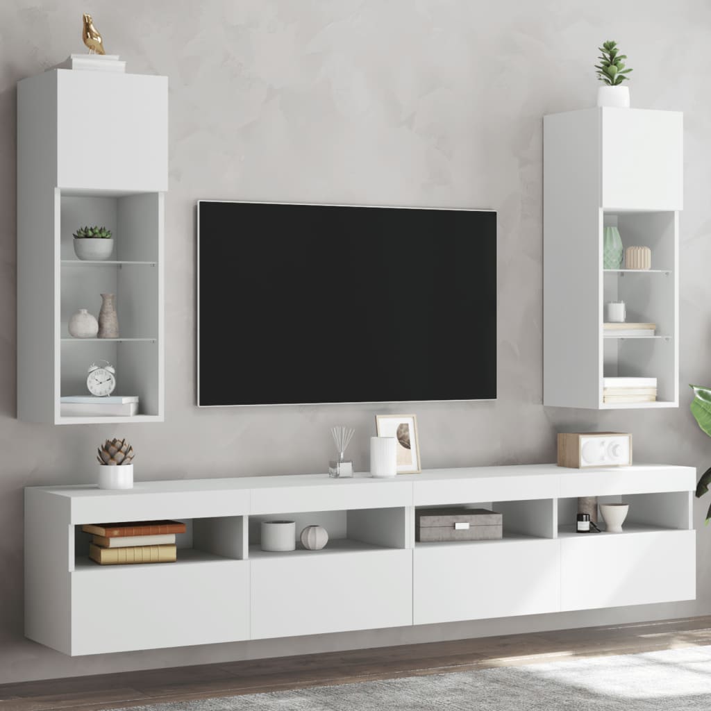 Tv-Meubels Met Led-Verlichting 30,5X30X90 Cm 2 30.5 x 30 x 90 cm Wit