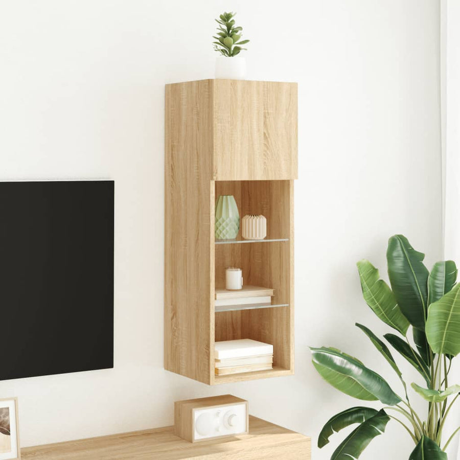 Tv-Meubel Met Led-Verlichting 30,5X30X Kleurig Sonoma Eiken 1 30.5 cm 90 cm