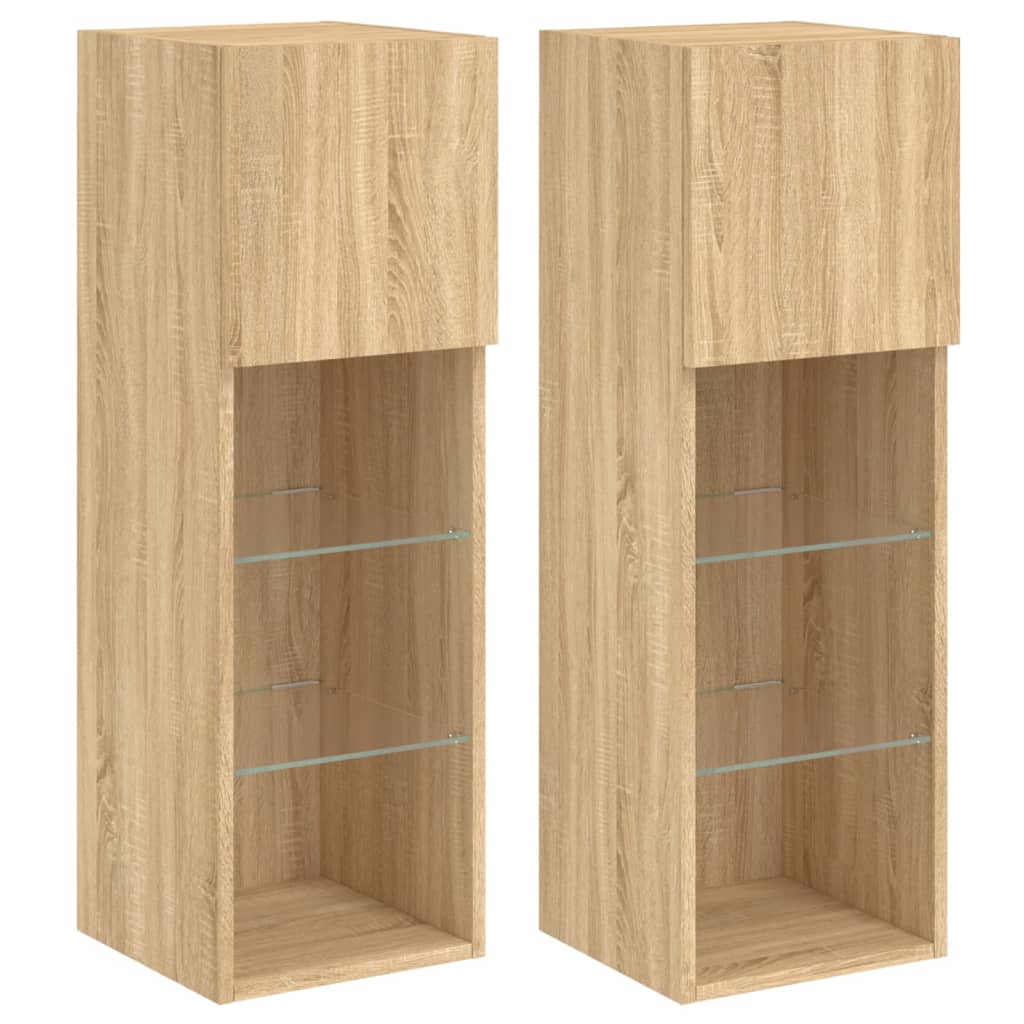 Tv-Meubels Met Led-Verlichting 30,5X30X90 Cm 2 30.5 x 30 x 90 cm Sonoma eiken