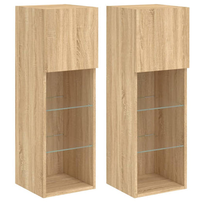Tv-Meubels Met Led-Verlichting 30,5X30X90 Cm 2 30.5 x 30 x 90 cm Sonoma eiken