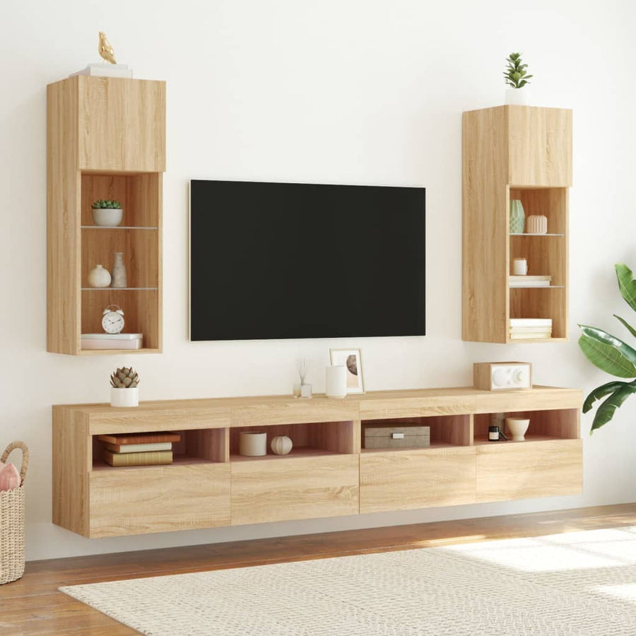 Tv-Meubels Met Led-Verlichting 30,5X30X90 Cm 2 30.5 x 30 x 90 cm Sonoma eiken