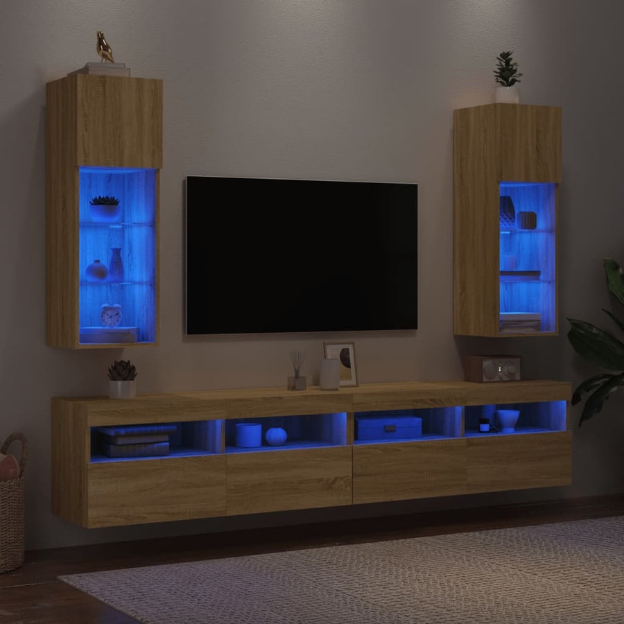 Tv-Meubels Met Led-Verlichting 30,5X30X90 Cm 2 30.5 x 30 x 90 cm Sonoma eiken