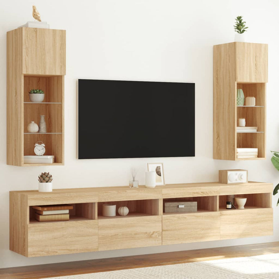 Tv-Meubels Met Led-Verlichting 30,5X30X90 Cm 2 30.5 x 30 x 90 cm Sonoma eiken