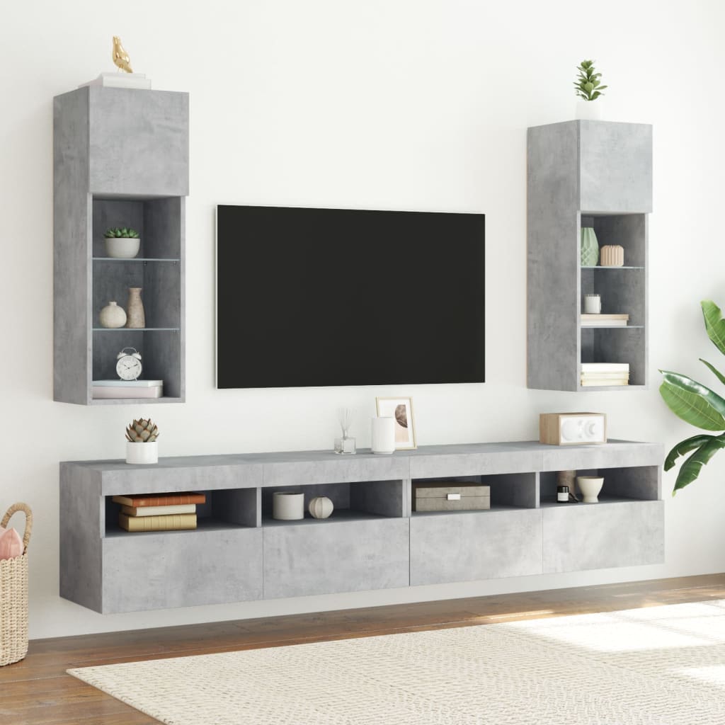 Tv-Meubel Met Led-Verlichting 30,5X30X90 Cm 2 30.5 x 30 x 90 cm Betongrijs