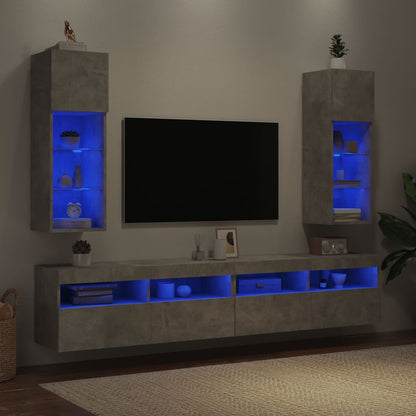 Tv-Meubel Met Led-Verlichting 30,5X30X90 Cm 2 30.5 x 30 x 90 cm Betongrijs