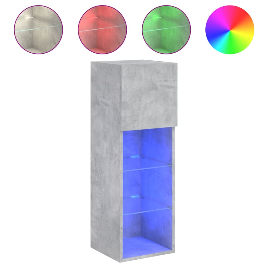 Tv-Meubel Met Led-Verlichting 30,5X30X90 Cm 2 30.5 x 30 x 90 cm Betongrijs
