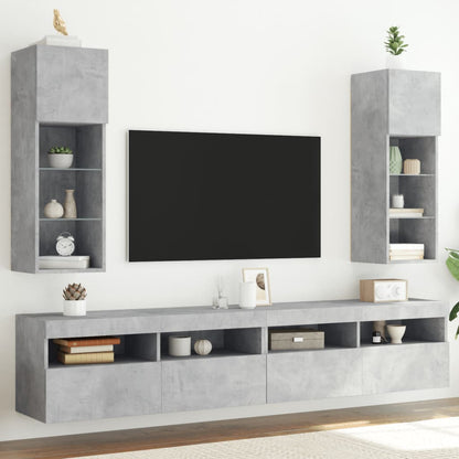 Tv-Meubel Met Led-Verlichting 30,5X30X90 Cm 2 30.5 x 30 x 90 cm Betongrijs