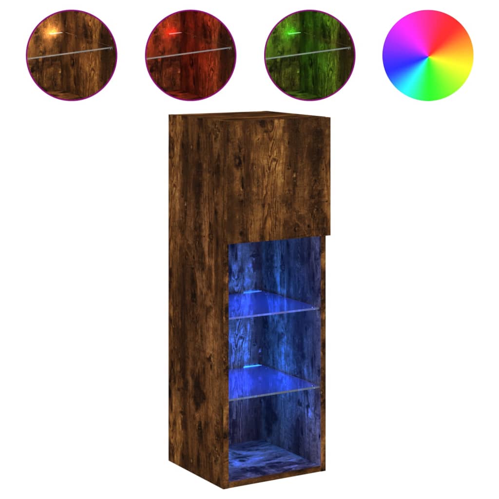 Tv-Meubel Led-Verlichting 30,5X30X90 Cm Kleurig 1 30.5 x 30 x 90 cm Gerookt eiken