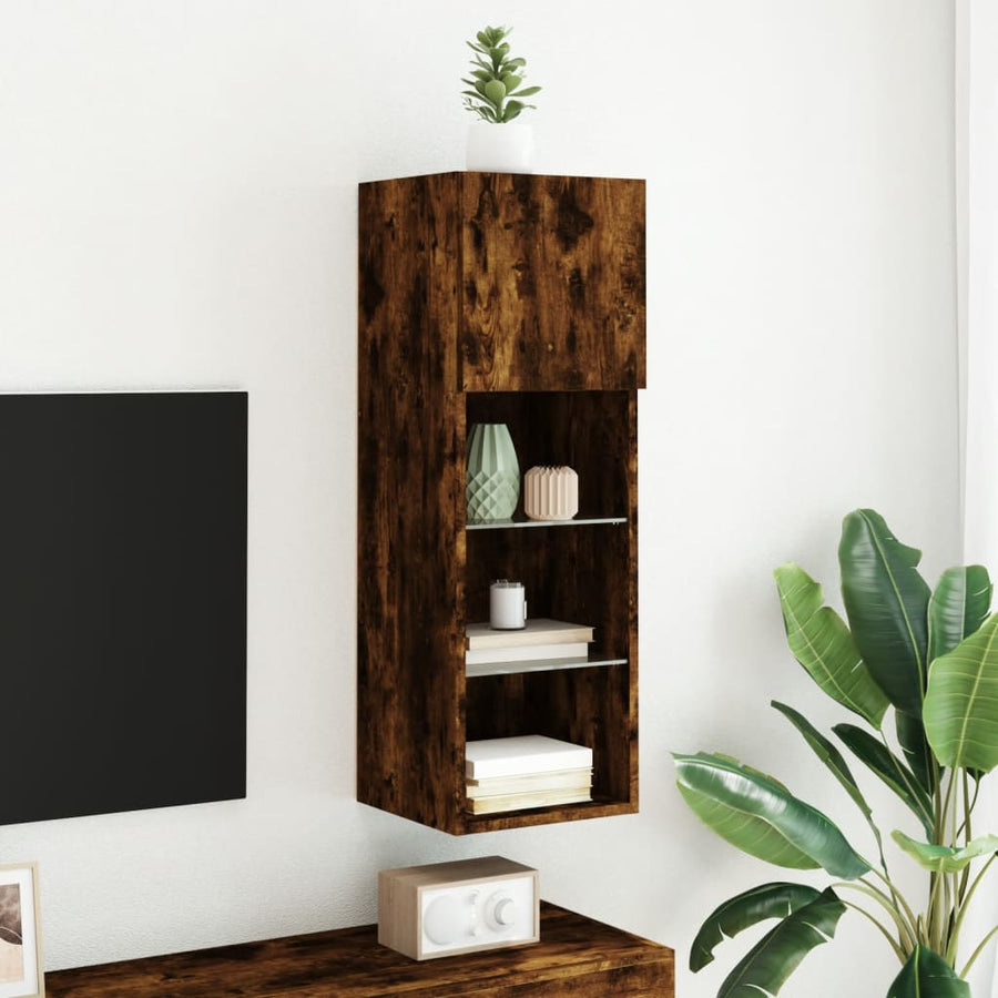 Tv-Meubel Led-Verlichting 30,5X30X90 Cm Kleurig 1 30.5 x 30 x 90 cm Gerookt eiken