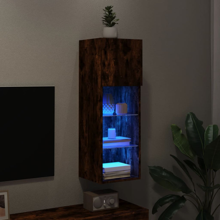 Tv-Meubel Led-Verlichting 30,5X30X90 Cm Kleurig 1 30.5 x 30 x 90 cm Gerookt eiken