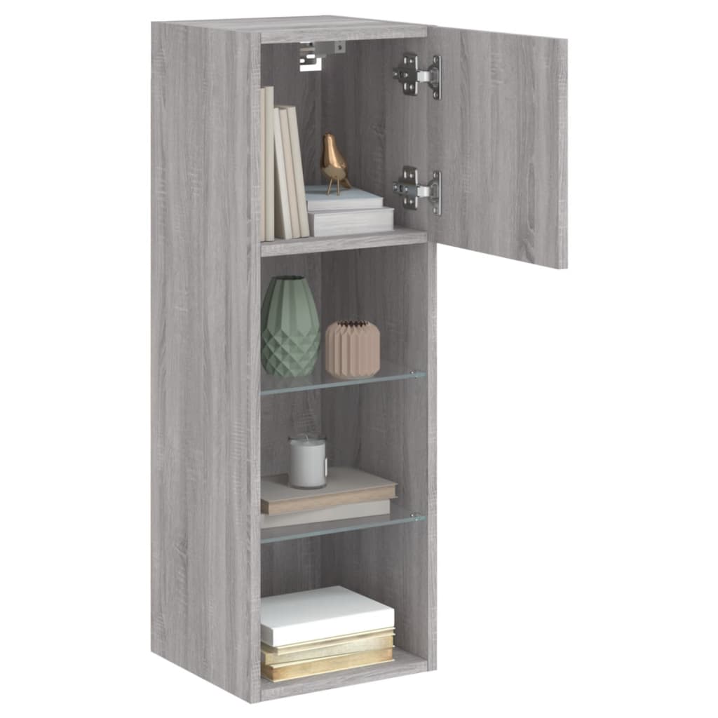 Tv-Meubel Met Led-Verlichting 30,5X30X90 Cm Eiken 1 30.5 x 30 x 90 cm Grijs sonoma