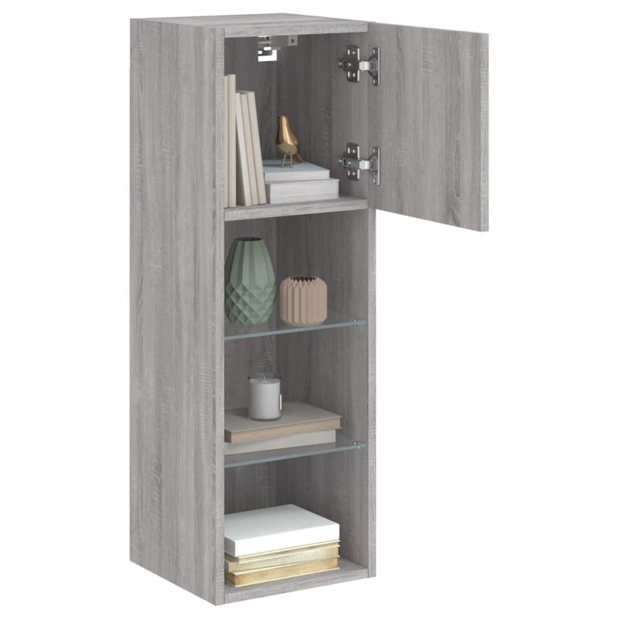 Tv-Meubel Met Led-Verlichting 30,5X30X90 Cm Eiken 1 30.5 x 30 x 90 cm Grijs sonoma