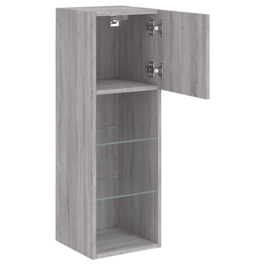 Tv-Meubel Met Led-Verlichting 30,5X30X90 Cm Eiken 1 30.5 x 30 x 90 cm Grijs sonoma