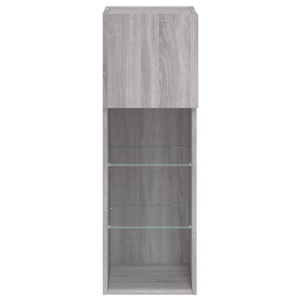 Tv-Meubel Met Led-Verlichting 30,5X30X90 Cm Eiken 1 30.5 x 30 x 90 cm Grijs sonoma