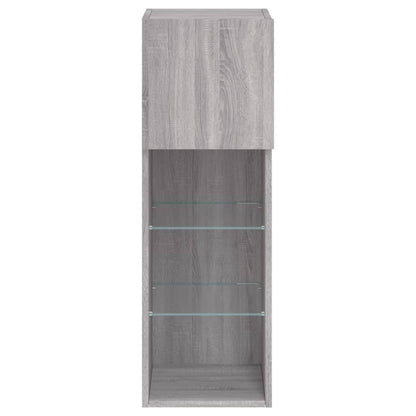 Tv-Meubel Met Led-Verlichting 30,5X30X90 Cm Eiken 1 30.5 x 30 x 90 cm Grijs sonoma