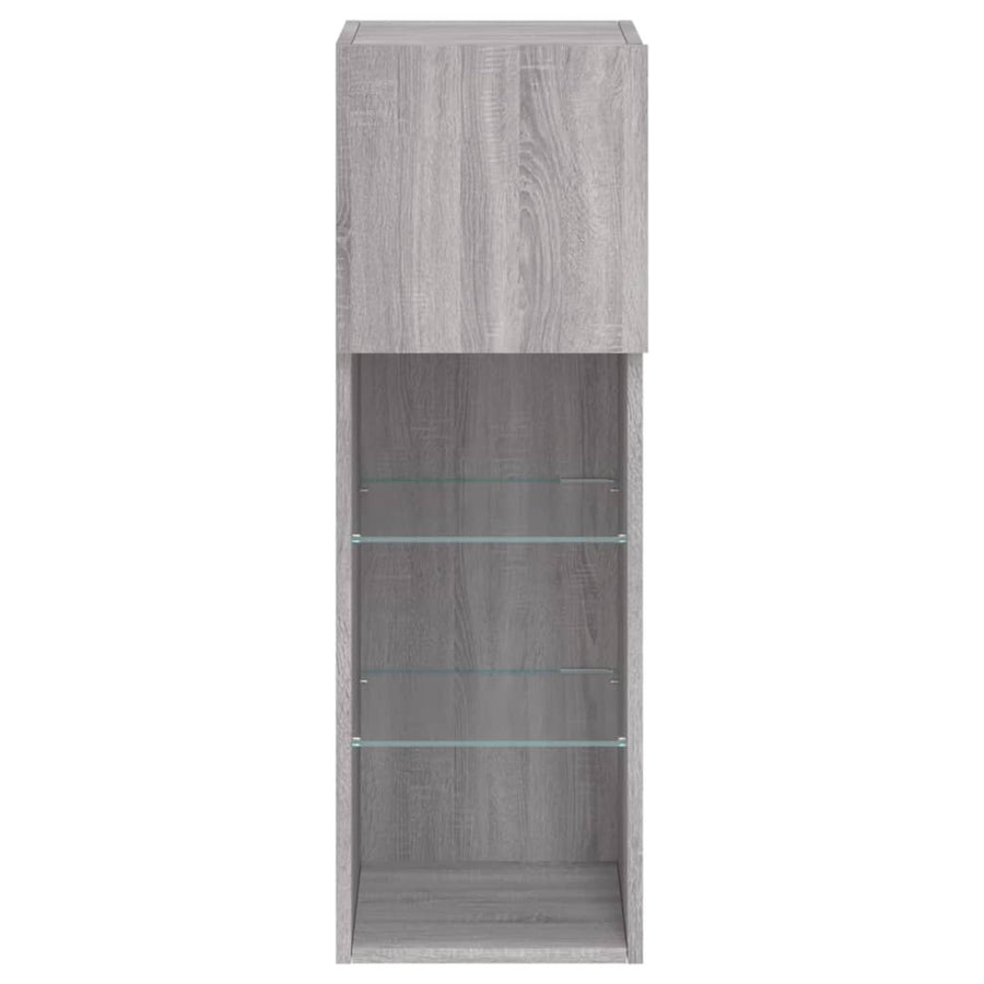 Tv-Meubel Met Led-Verlichting 30,5X30X90 Cm Eiken 1 30.5 x 30 x 90 cm Grijs sonoma