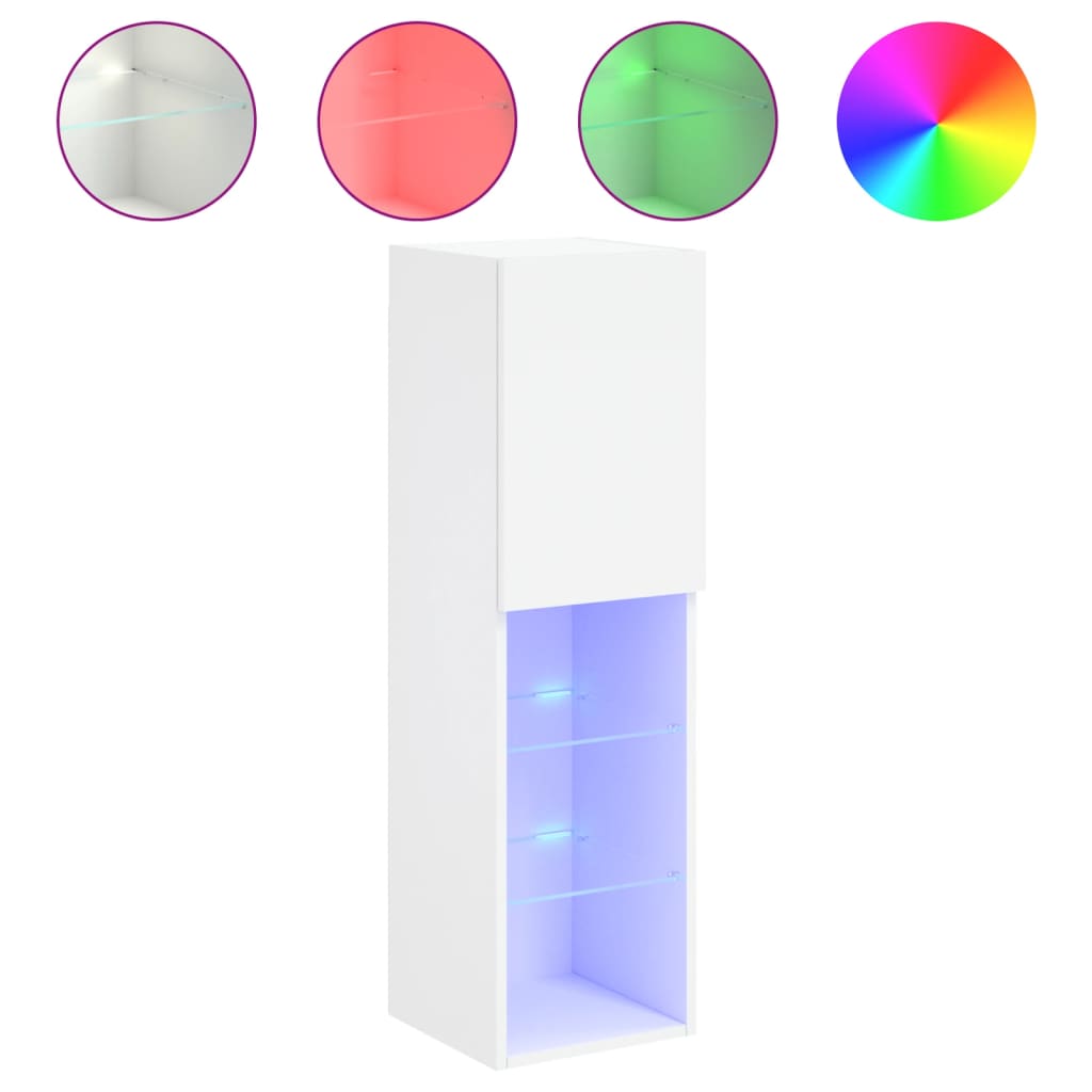 Tv-Meubel Met Led-Verlichting 30,5X30X02 Cm 1 30.5 x 30 x 102 cm Wit