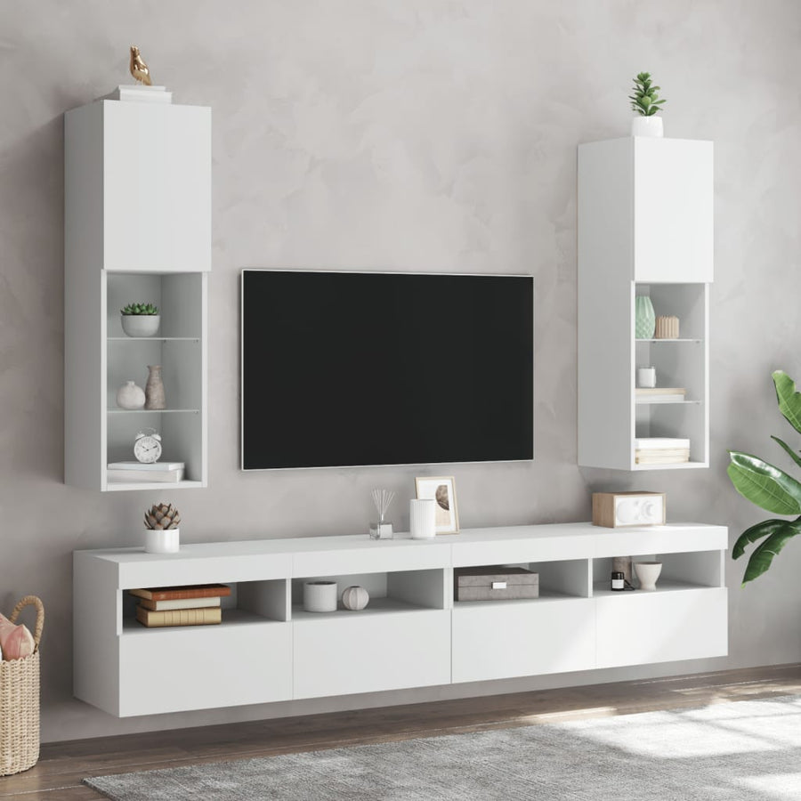 Tv-Meubel Met Led-Verlichting 30,5X30X02 Cm 1 30.5 x 30 x 102 cm Wit