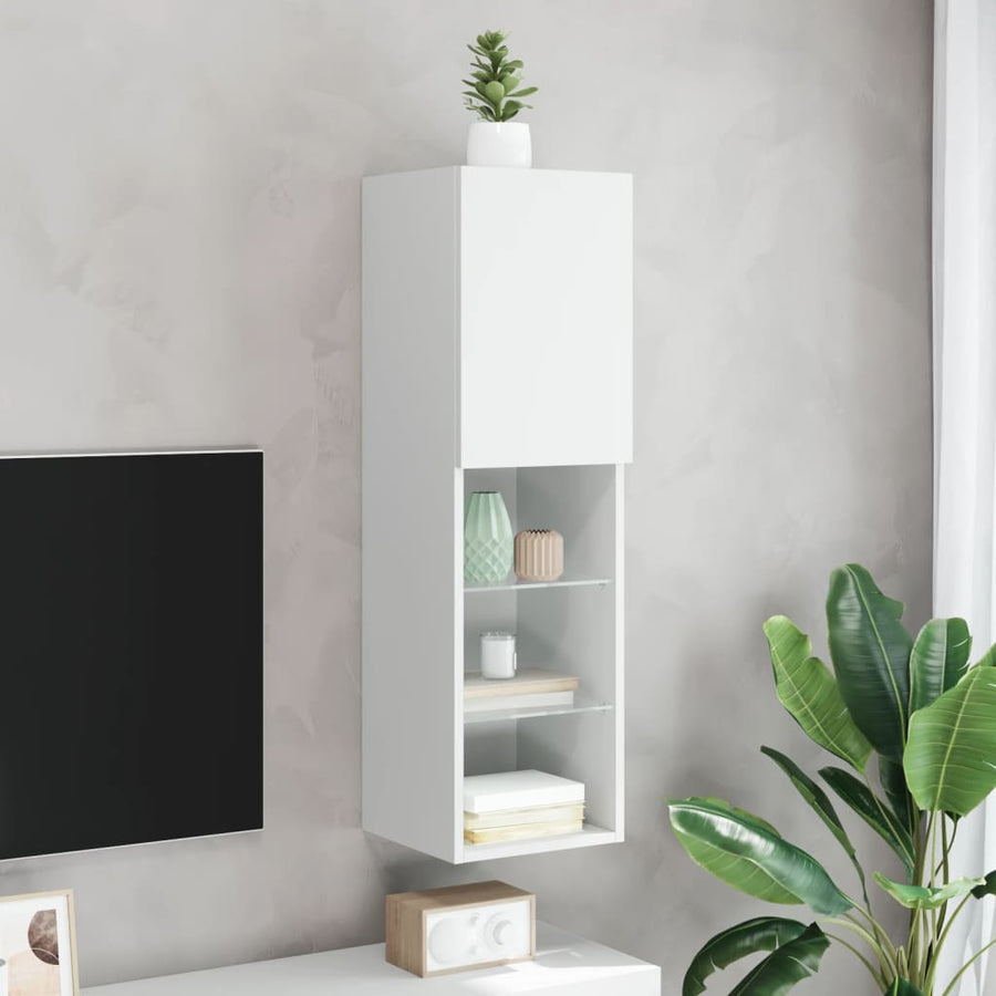 Tv-Meubel Met Led-Verlichting 30,5X30X02 Cm 1 30.5 x 30 x 102 cm Wit