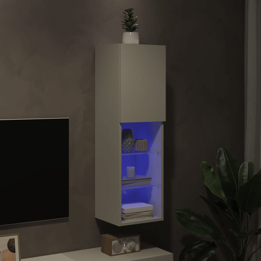 Tv-Meubel Met Led-Verlichting 30,5X30X02 Cm 1 30.5 x 30 x 102 cm Wit