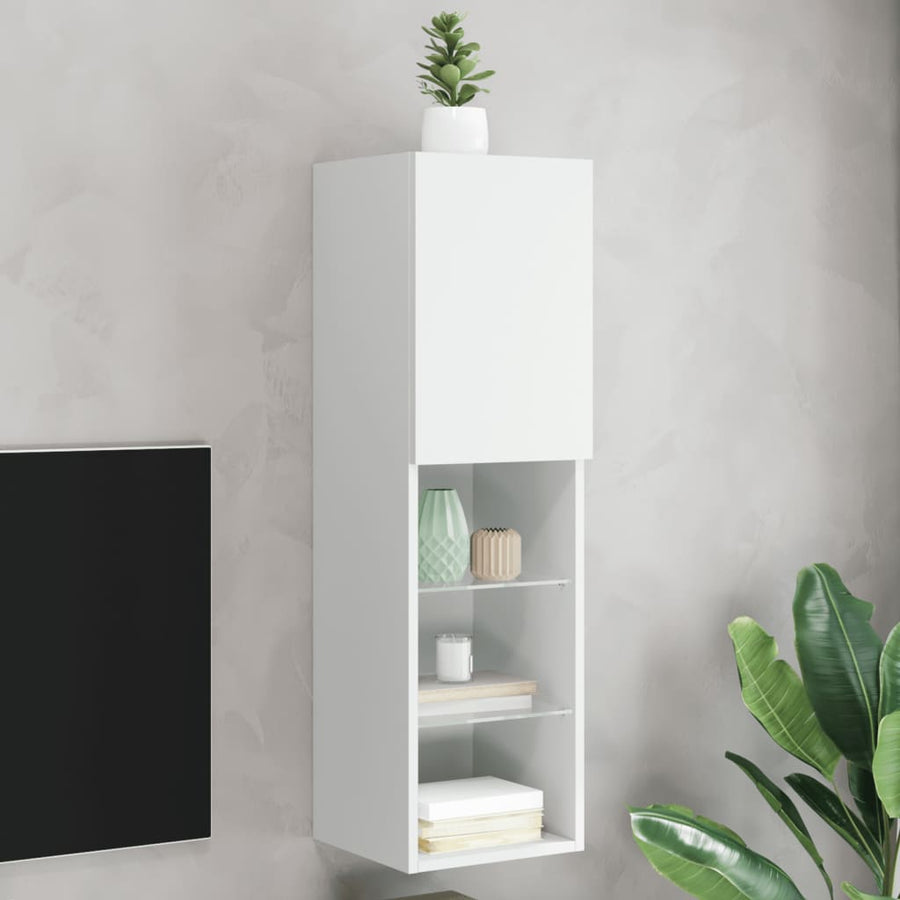 Tv-Meubel Met Led-Verlichting 30,5X30X02 Cm 1 30.5 x 30 x 102 cm Wit