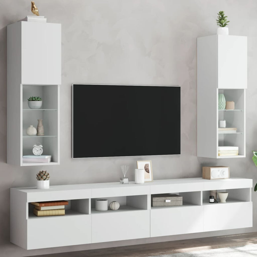 Tv-Meubels Met Led-Verlichting 30,5X30X10 Cm 2 30.5 x 30 x 102 cm Wit