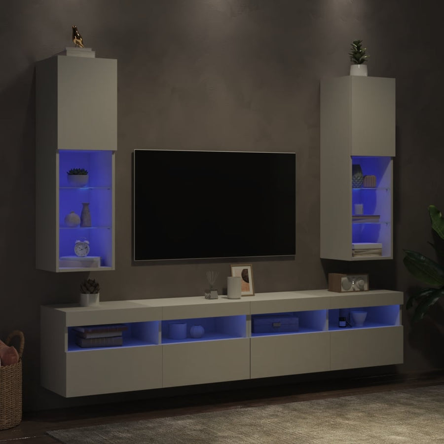 Tv-Meubels Met Led-Verlichting 30,5X30X10 Cm 2 30.5 x 30 x 102 cm Wit