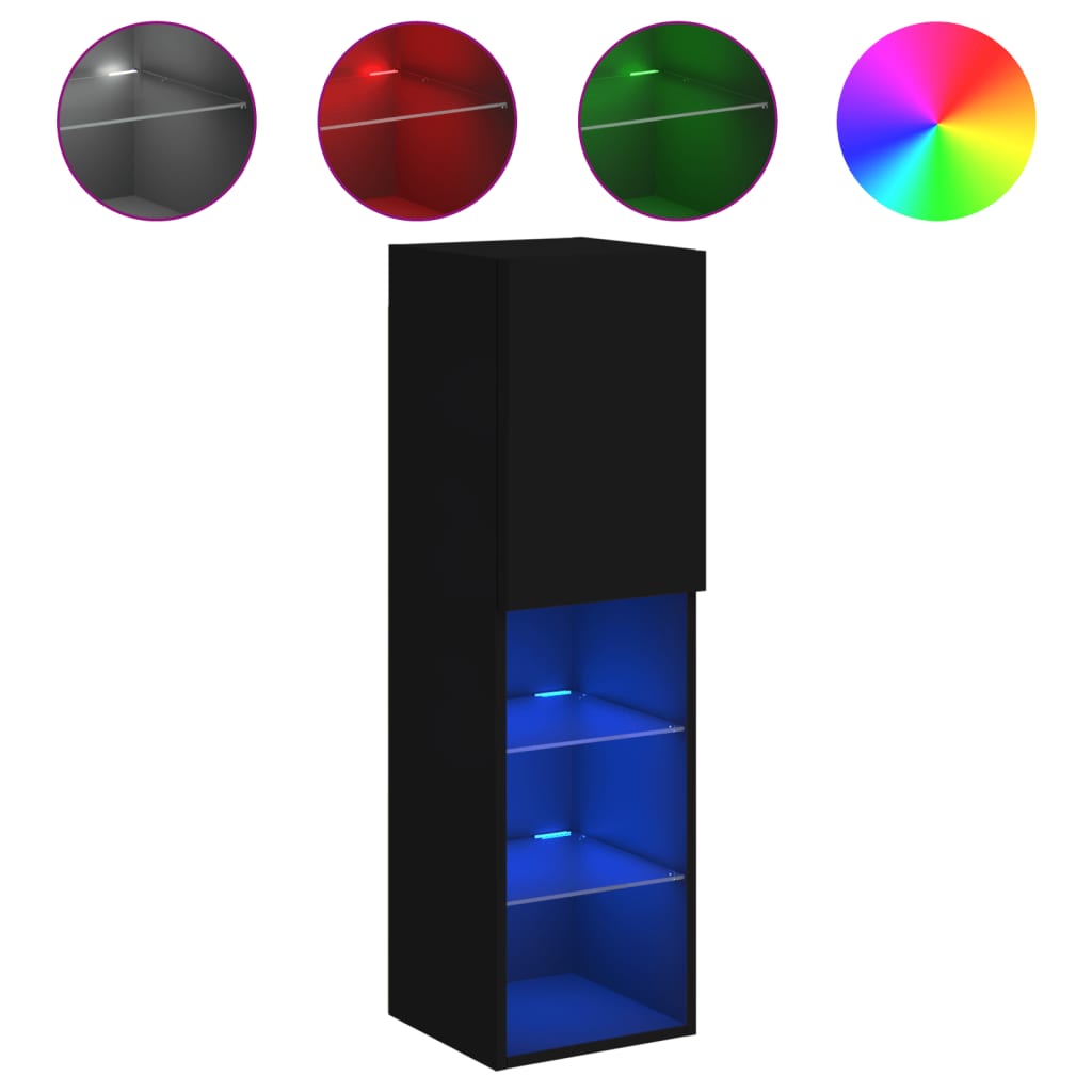 Tv-Meubel Met Led-Verlichting 30,5X30X02 Cm 1 30.5 x 30 x 102 cm Zwart