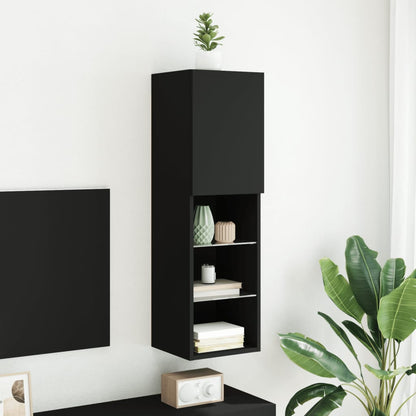 Tv-Meubel Met Led-Verlichting 30,5X30X02 Cm 1 30.5 x 30 x 102 cm Zwart