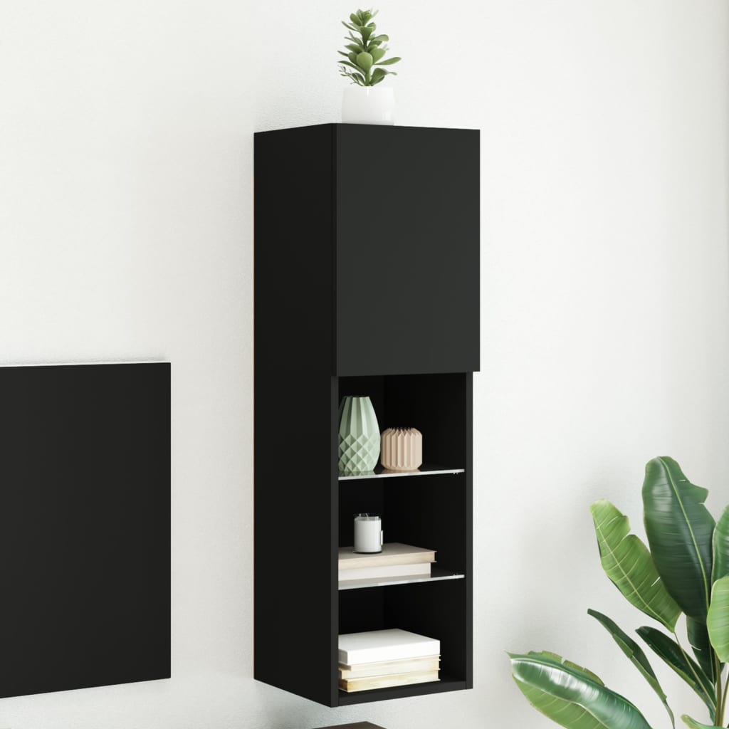 Tv-Meubel Met Led-Verlichting 30,5X30X02 Cm 1 30.5 x 30 x 102 cm Zwart
