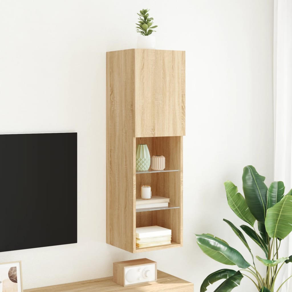 Tv-Meubel Met Led-Verlichting 30,5X30X02 Cm Kleur 1 30.5 x 30 x 102 cm Sonoma eiken