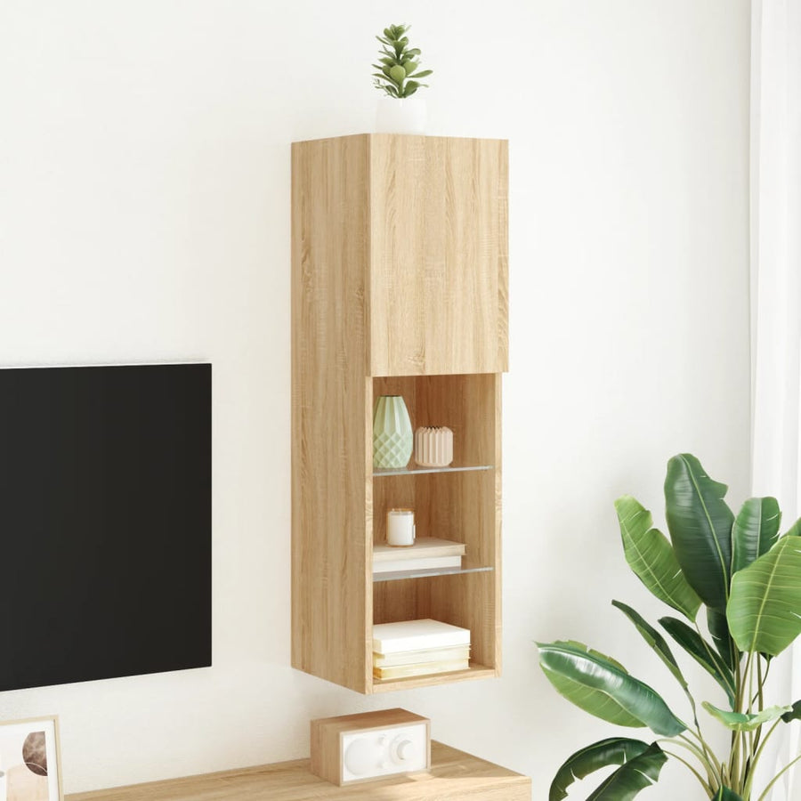 Tv-Meubel Met Led-Verlichting 30,5X30X02 Cm Kleur 1 30.5 x 30 x 102 cm Sonoma eiken