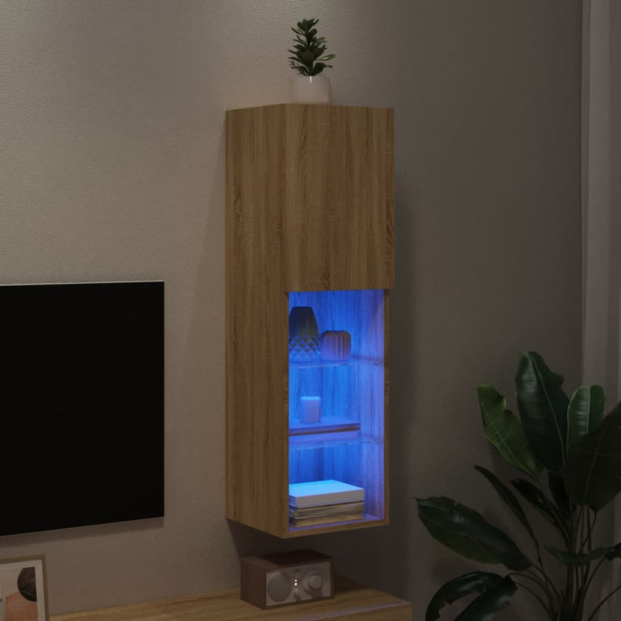 Tv-Meubel Met Led-Verlichting 30,5X30X02 Cm Kleur 1 30.5 x 30 x 102 cm Sonoma eiken