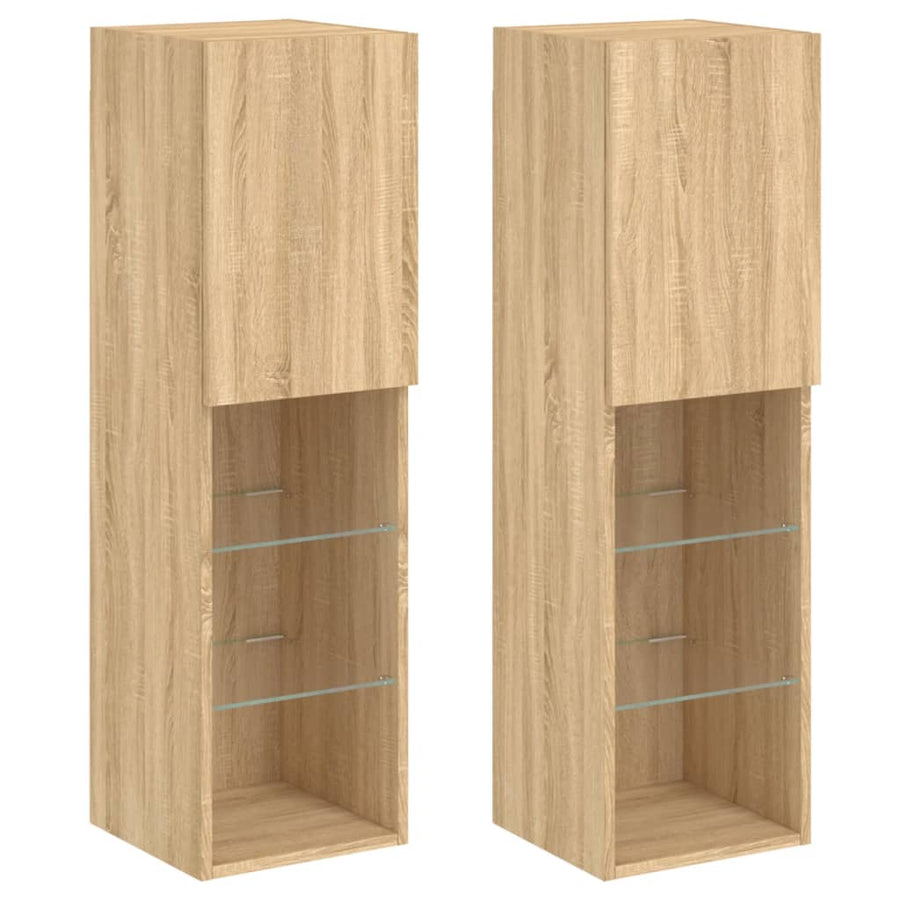Tv-Meubels Met Led-Verlichting 30,5X30X10 Cm 2 30.5 x 30 x 102 cm Sonoma eiken