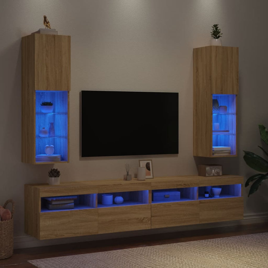Tv-Meubels Met Led-Verlichting 30,5X30X10 Cm 2 30.5 x 30 x 102 cm Sonoma eiken