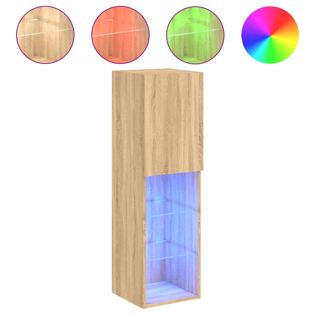 Tv-Meubels Met Led-Verlichting 30,5X30X10 Cm 2 30.5 x 30 x 102 cm Sonoma eiken