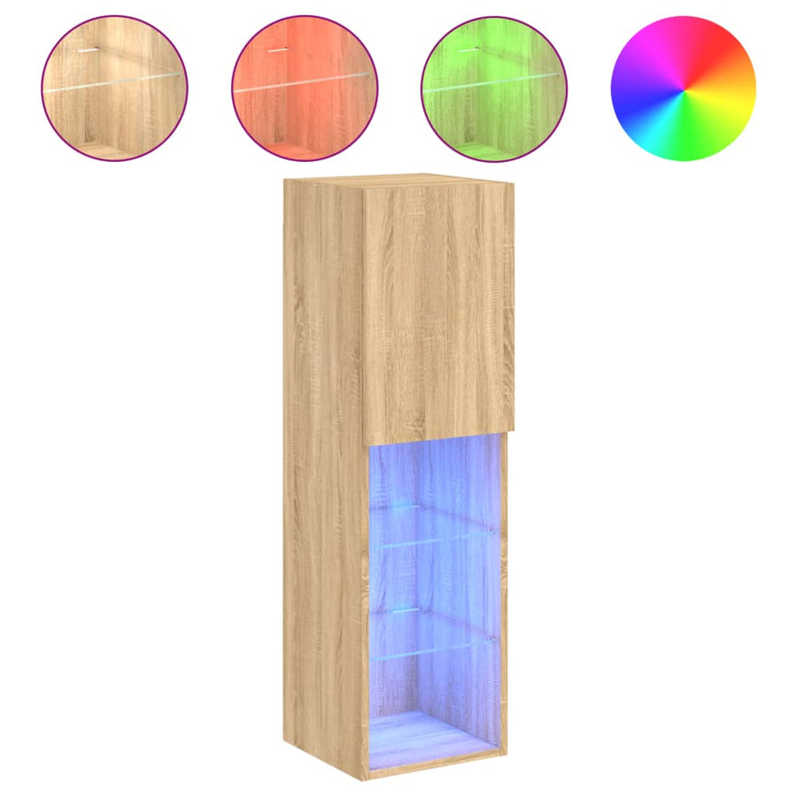 Tv-Meubels Met Led-Verlichting 30,5X30X10 Cm 2 30.5 x 30 x 102 cm Sonoma eiken