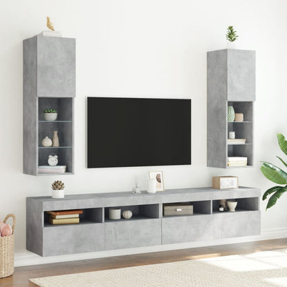 Tv-meubel met LED-verlichting 30,5x30x102 cm betongrijs